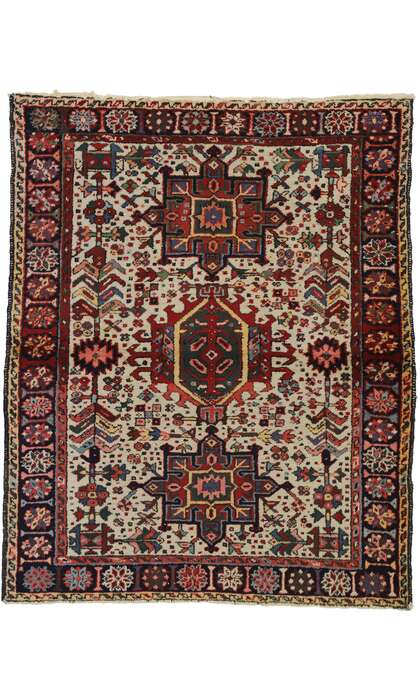 4 x 4 Antique Heriz Rug 73300