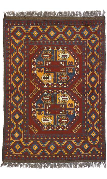 3 x 5 Vintage Afghan Rug 74663