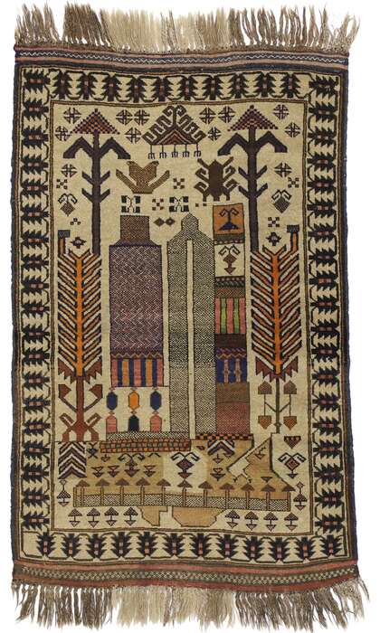 3 x 4 Vintage Afghan War Rug 74665