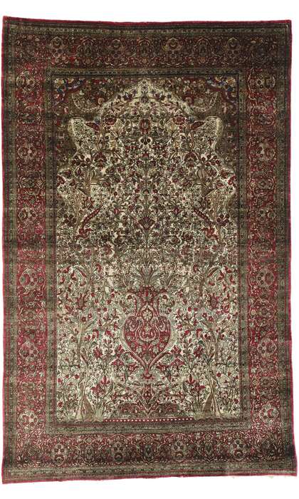 4 x 7 Antique Silk Kashan Rug 77269