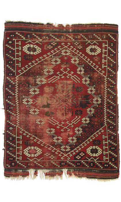 3 x 4 Antique-Worn Afghan Rug 76628