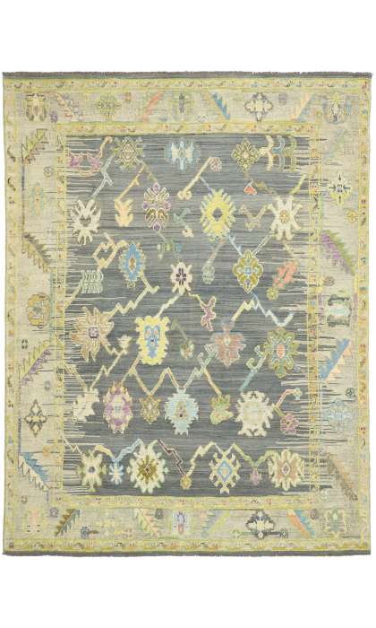 9 x 12 Colorful Oushak High-Low Rug 52536