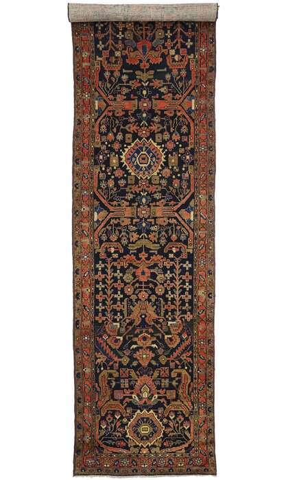 4 x 16 Vintage Persian Hamadan Rug 75363