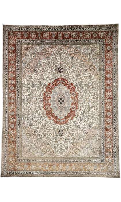9 x 12 Vintage Silk Tabriz Rug 77376