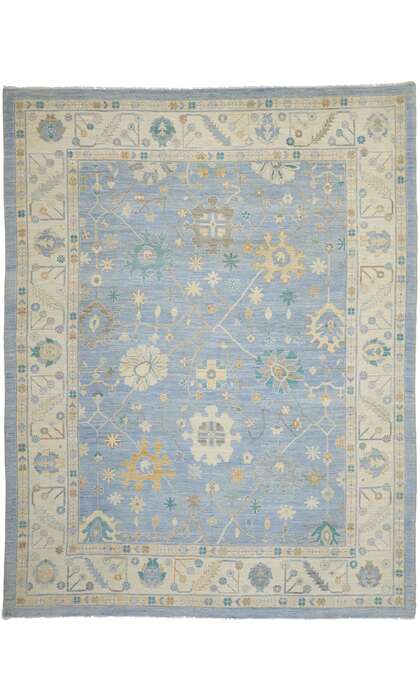 12 x 15 Colorful Blue Oushak Rug 80555