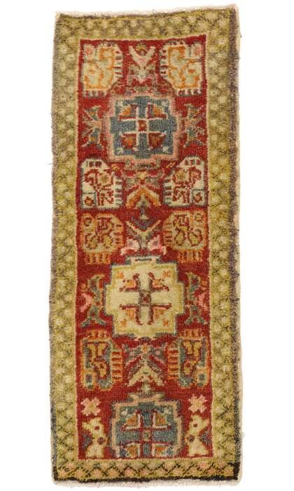 1 x 3 Vintage Turkish Oushak Rug 50979