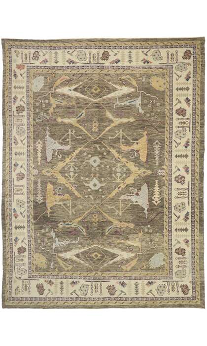 10 x 13 Earth-Tone Oushak Rug 52791