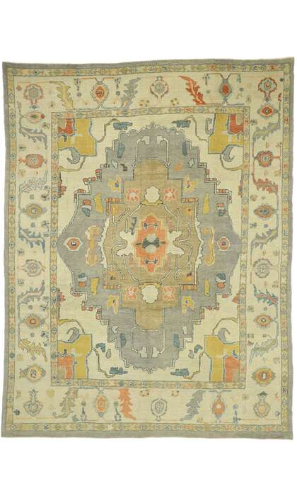 10 x 13 Earth-Tone Turkish Oushak Rug 52800