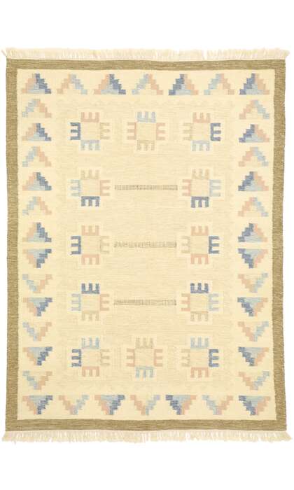 6 x 8 Vintage Swedish Rollakan Kilim Rug 77404