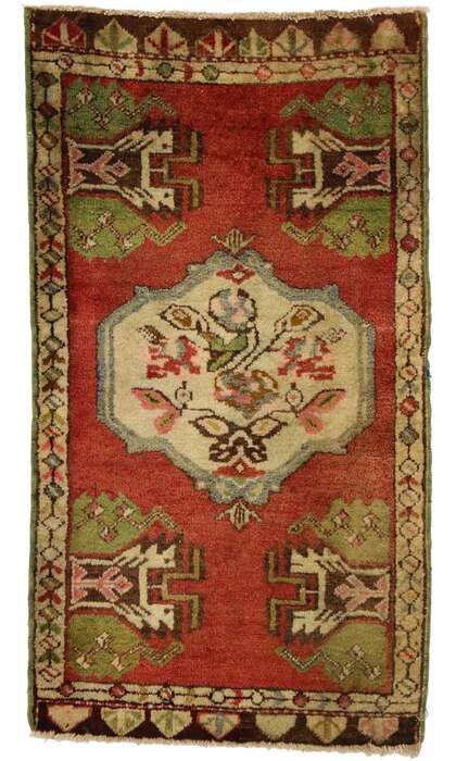 2 x 4 Vintage Turkish Yastik Rug 51485