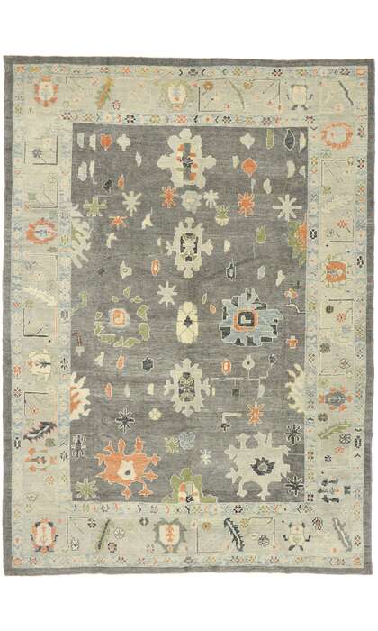 9 x 12 Earth-Tone Turkish Oushak Rug 52829