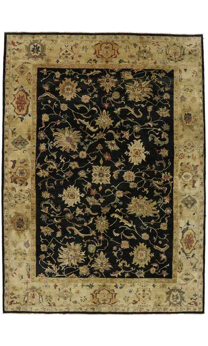 10 x 14 Vintage Black Pakistani Tabriz Rug 77413