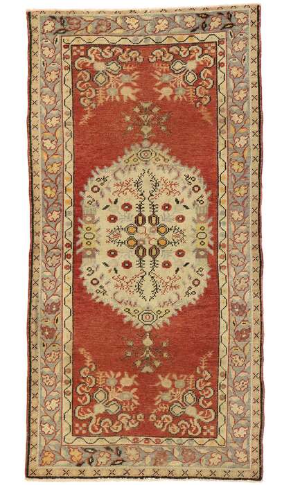 3 x 7 Vintage Red Turkish Oushak Rug 51318