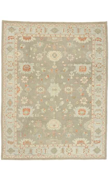 9 x 12 Earth-Tone Turkish Oushak Rug 52940