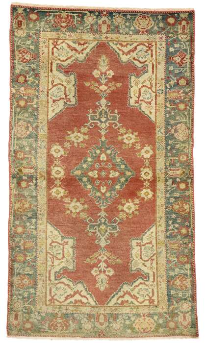 4 x 6 Vintage Turkish Oushak Rug 73915