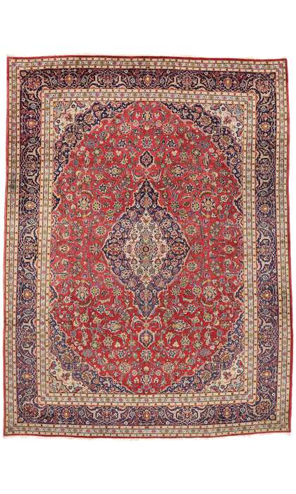 10 x 13 Vintage Persian Kashan Rug 77420