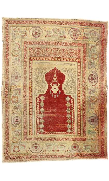 4 x 5 Antique Turkish Sivas Prayer Rug 50638