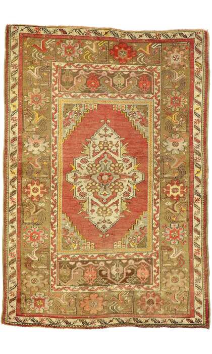 4 x 5 Vintage Turkish Oushak Rug 51178