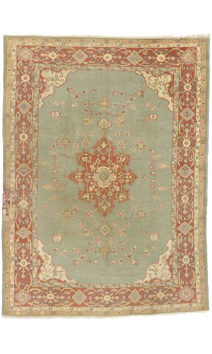 8 x 11 Antique Turkish Oushak Rug 77357