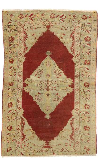 4 x 5 Vintage Turkish Oushak Rug 73932