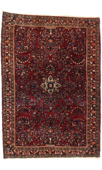 4 x 5 Antique Persian Sarouk Rug 77235