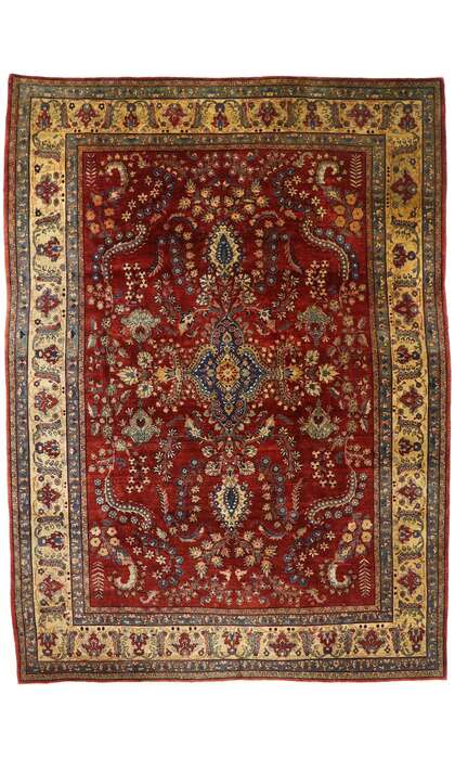 9 x 12 Antique Persian Sarouk Mohajeran Rug 77516