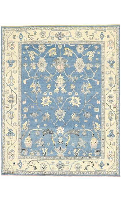 9 x 12 Contemporary Blue Oushak Rug 80596