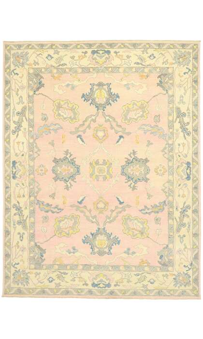 9 x 12 Colorful Pink Oushak Rug 80597