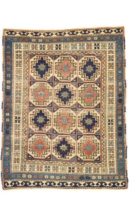 4 x 5 Antique Caucasian Kazak Rug 53039