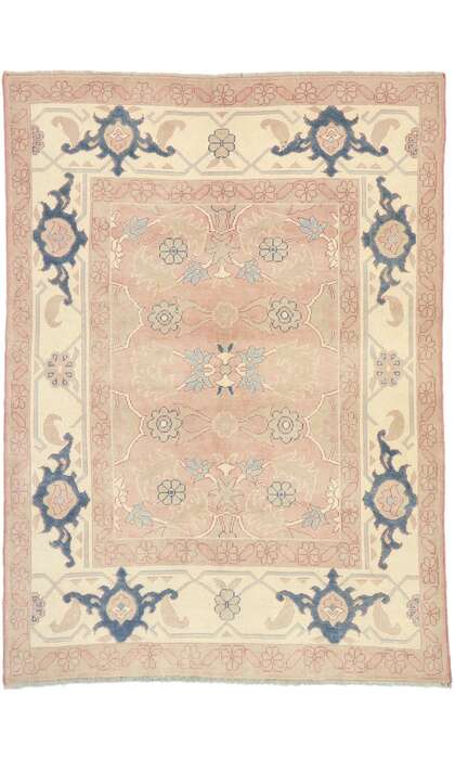 6 x 8 Vintage Turkish Oushak Rug 53055