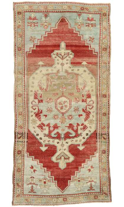 4 x 9 Vintage Turkish Oushak Rug 53081