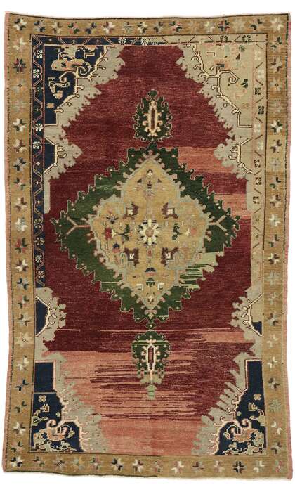 4 x 6 Vintage Turkish Oushak Rug 53216