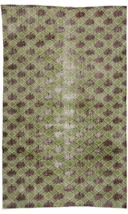 6 x 9 Vintage Green Turkish Sivas Rug 53314