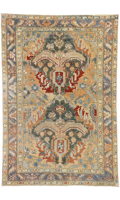 4 x 6 Antique Persian Heriz Rug 53468