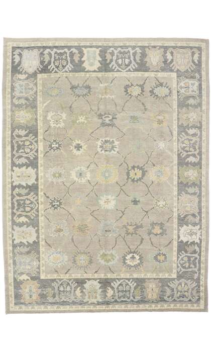 11 x 14 Modern Gray Turkish Oushak Rug 53517