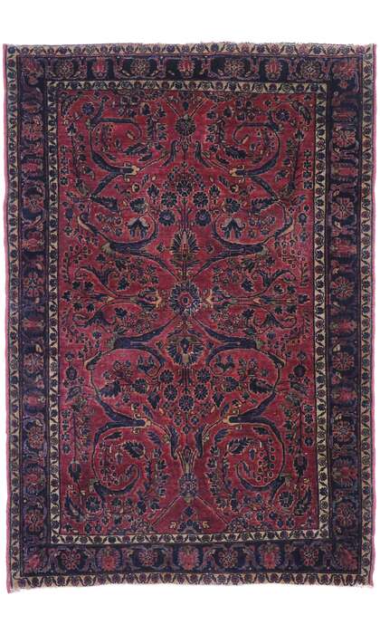 4 x 5 Antique Persian Sarouk Rug 77634