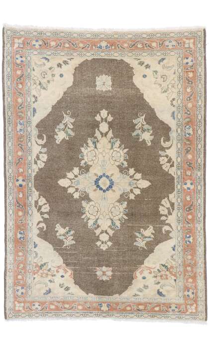 4 x 5 Distressed Vintage Persian Viss Rug 60889