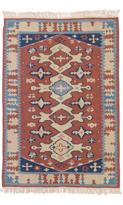 4 x 6 Vintage Persian Shiraz Kilim Rug 77800
