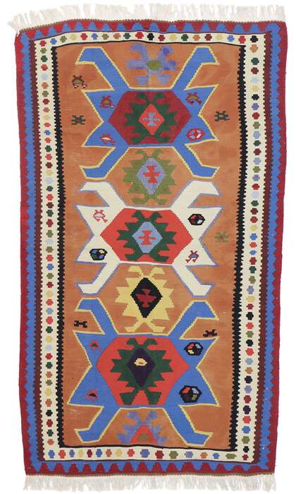 3 x 6 Vintage Persian Shiraz Kilim Rug 77820