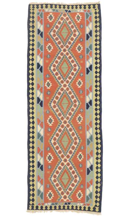 4 x 10 Vintage Persian Shiraz Kilim Runner 77925