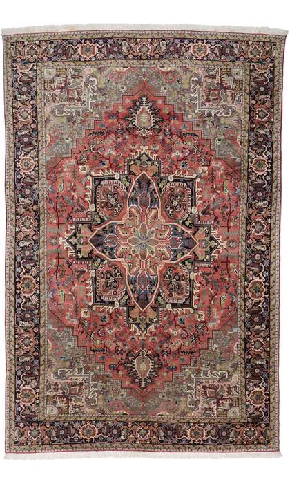 13 x 19​ Vintage Persian Heriz Rug with Mid-Century Modern Style 78065