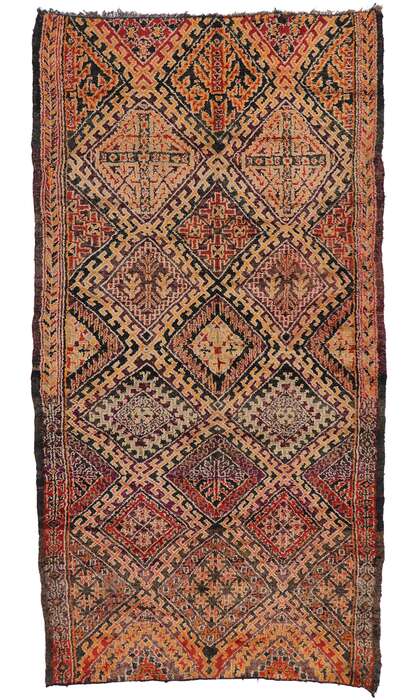 7 x 13 Vintage Berber Beni M'Guild Moroccan Rug with Mid-Century Modern Style 21287