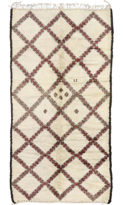 7 x 13 Vintage Moroccan Beni Ourain Rug 21354