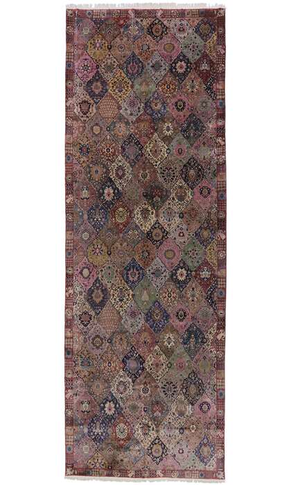 10 x 28 Antique Indian Garden Panel Agra Rug 77790