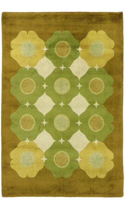 7 x 10 Vintage German Herforder Teppiche Rug with Mid-Century Modern Style 78106