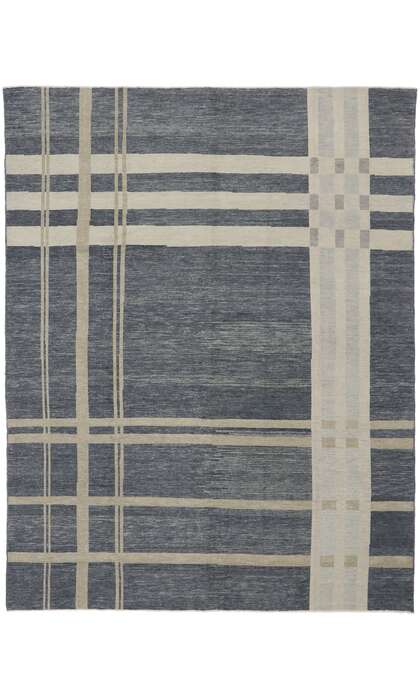 9 x 11 Contemporary Turkish Plaid Tartan Rug 53566
