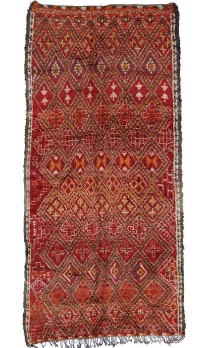 7 x 15 Vintage Red Beni M'Guild Moroccan Rug 21228