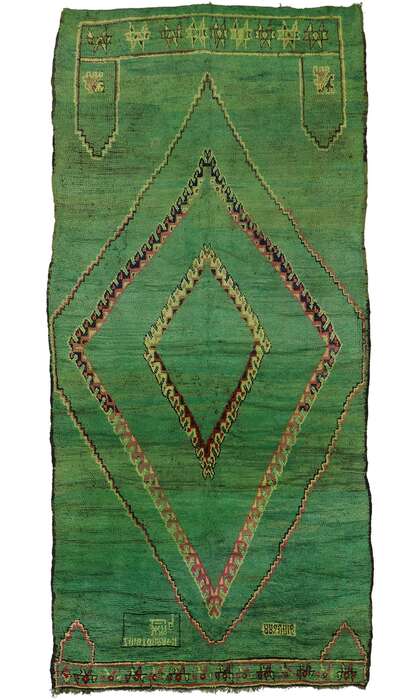 6 x 13 Vintage Green Moroccan Rug 21482