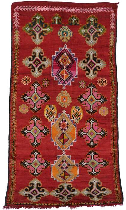 7 x 13 Vintage Red Boujad Moroccan Rug 21530