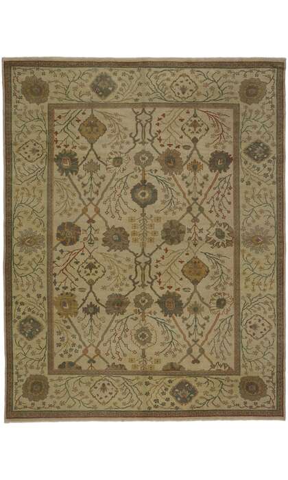 9 x 12 New Contemporary Turkish Oushak Rug with Arts and Crafts Style 78152